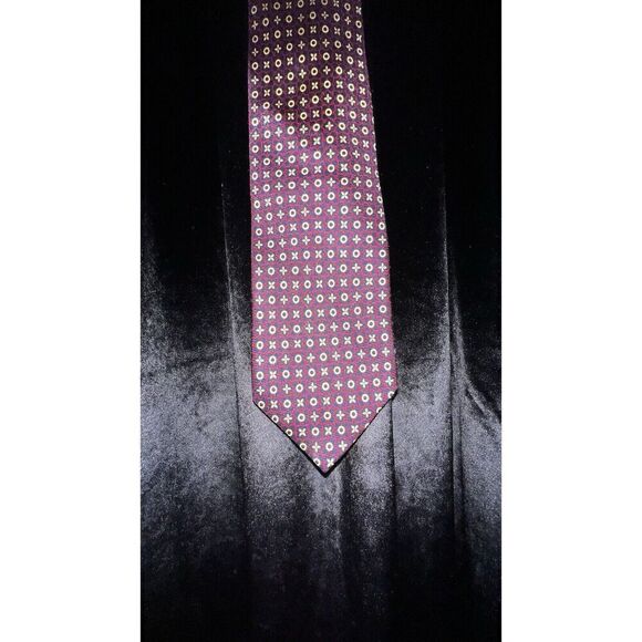 Vintage Silk Burberry London Men's Red, Blue, Gold, Tie, Luxury, Designer. - Picture 5 of 14